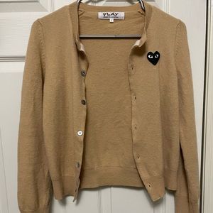 Comme Des Garçons Play embroidered-heart button-up cardigan Khaki/Tan